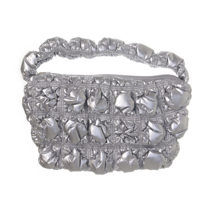 Puffer silver handbag